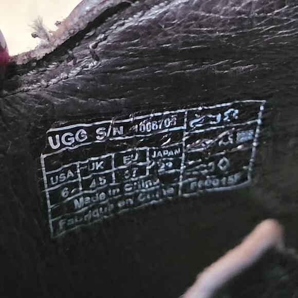 UGG Clementine Brown Leather Shearling Lined Ankle Boots Women Sz 6 1008703 - Picture 10 of 16